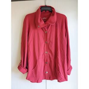 Style & Co. Sports Women's Red Snap Front Folded Long Sleeve Jacket Size XL